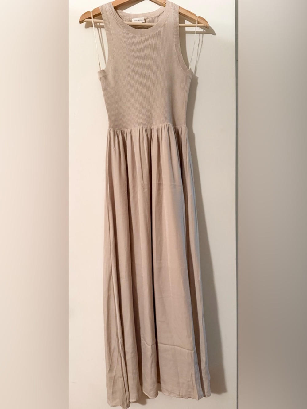 Beige Gathered Maxi Skirt